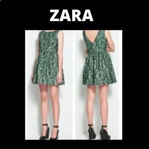 Zara Green Lace Tulip Mini Dress fully lined sleeveless
